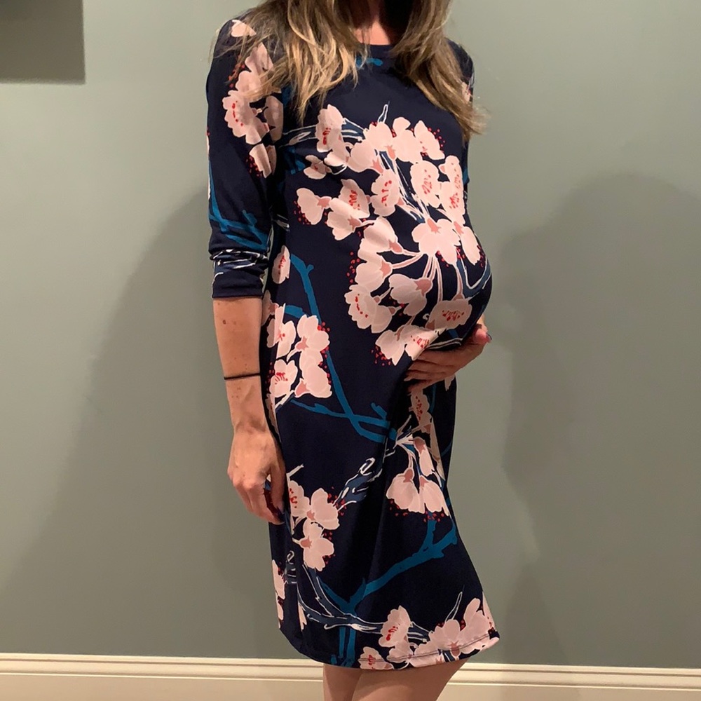 A Pea in the Pod Maternity Dress I Navy Floral I Size XS
